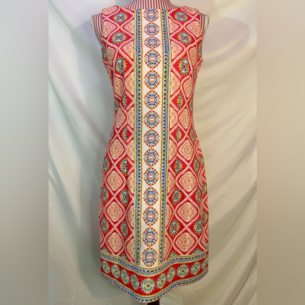 R&K Colorful Retro 60s Style Geometric Mandala Pattern Sleeveless Dress Size 4